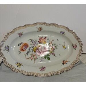 Antique Meissen Porcelain 15" Platter Hand Painted Floral Design